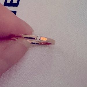 Sale! Beautiful rose gold ring with real diamond. Delicate 14k solid rose gold.